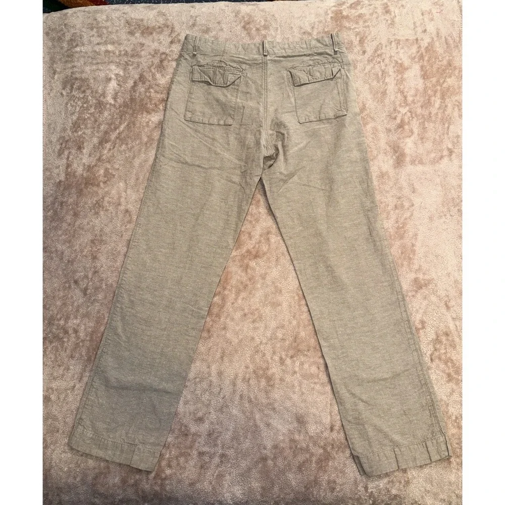 Banana Republic Men's Straight Fit 34x34 Cotton Linen Blend Taupe Drawstring